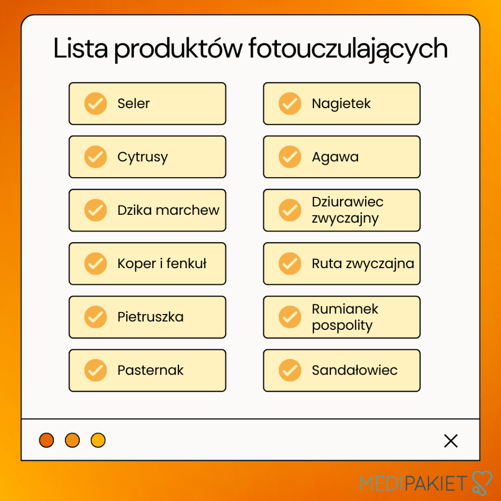 Lista produktów fotouczulających